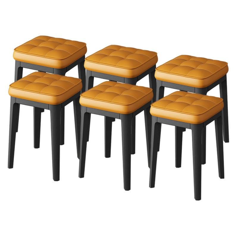 Guyifuny Lightweight Stackable Bar Stool Set - 6 Pack Orange Stools with Cushion for School & Restaurant - Space Saving Dining Chairs - Portable Plastic Stool from 18inch