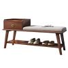 YUGXTH Shoe Storage Bench with Cushioned Seat, Shoe Cabinet Bench with Drawer and Storage Shelf, Entryway Bench with Storage, Soild Wood Shoe Organizer Bench for Entryway, Hallway, Closet(Brown) view 1