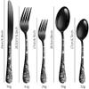 IGZVMBO 120 piece Gold Silverware Set for 24 with Steak Knives, Stainless Steel Flatware Cutlery Set, Knives and Forks and Spoons Sets,Unique Pattern Design, Dishwasher Safe view 4