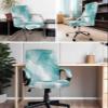 Ldtrchee Turquoise Ombre Marble Office Chair Covers with Armrest Covers, Rotating Chair Cover, Yellow Modern Geometric Abstract Art Gaming Chair Slipcovers with Elastic Bottom for Armchair, Medium view 4
