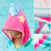 Joiedomi Mermaid Hooded Towels for Kids Soft 100% Cotton Kids Beach Towel 30" x 50" for 3-10 Years Boy Girl Beach Hooded Poncho Absorbent Pool Toddler Swim Bath Wrap view 4