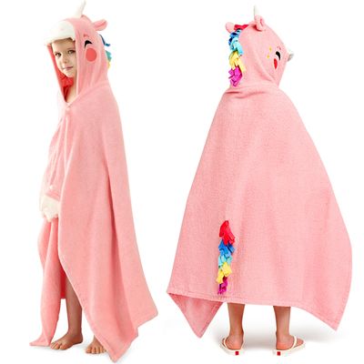 Joiedomi Unicorn Hooded Towel for Kids Soft 100% Cotton Bath Beach Towel 30" x 50" for Kids 3-8 Years Toddler Pool Poncho with Hood Absorbent Swim Wrap for Boys Girls