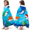 Joiedomi Shark Hooded Towels for Kids Soft 100% Cotton Kids Beach Towel 30" x 50" for 3-10 Years Boy Girl Beach Hooded Poncho Absorbent Pool Toddler Swim Bath Wrap view 1