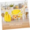 LIOOBO 1set Creative Woven Fruit and Vegetable Hammock Storage Bag Set Handmade Cotton Rope Banana Holder Oval Fruit Basket for Kitchen Counter Organization and Space-saving view 2