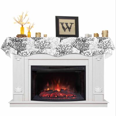 Generic Fireplace Mantel Scarf Top Runner Summer Gradient Black Gray Ocean Coral Sea Mantel Cover Runner Table Runner for Kitchen Window Holiday Home Living Room Decorations 70x17in, Oceanday93645