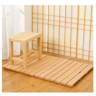 Wooden Shower Board,Bamboo Mat,Wood Shower Mat, Wood Bath Mat, Shower Stall Mat Non-Slip for Bathroom Bathtub Spa Garden Home Customizable,75x90cm/30x36in