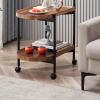 RENEESME Sofa Coffee Table Removable Coffee Table Cart with Wheels Storage Rack Small Tea Table Solid Wood Cart Coffee Table Furniture Sofas for Living Room (Color : B) view 2