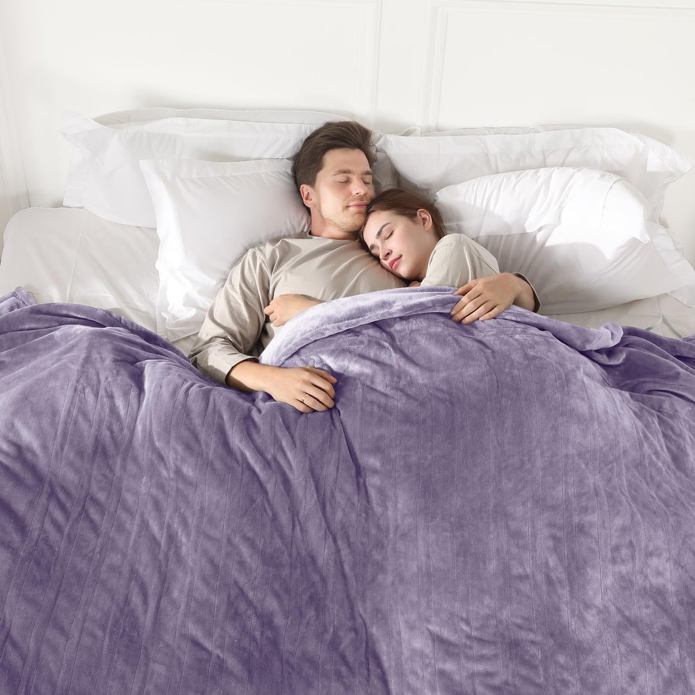 COZYTY Electric Blanket Queen Size, Super Soft Cozy Upgraded Flannel Heated Blanket Dual Control with 5 Heating Levels & 10 Hours Auto Off, Fast Heating & Overheat Protection, 84" x 90", Lavender