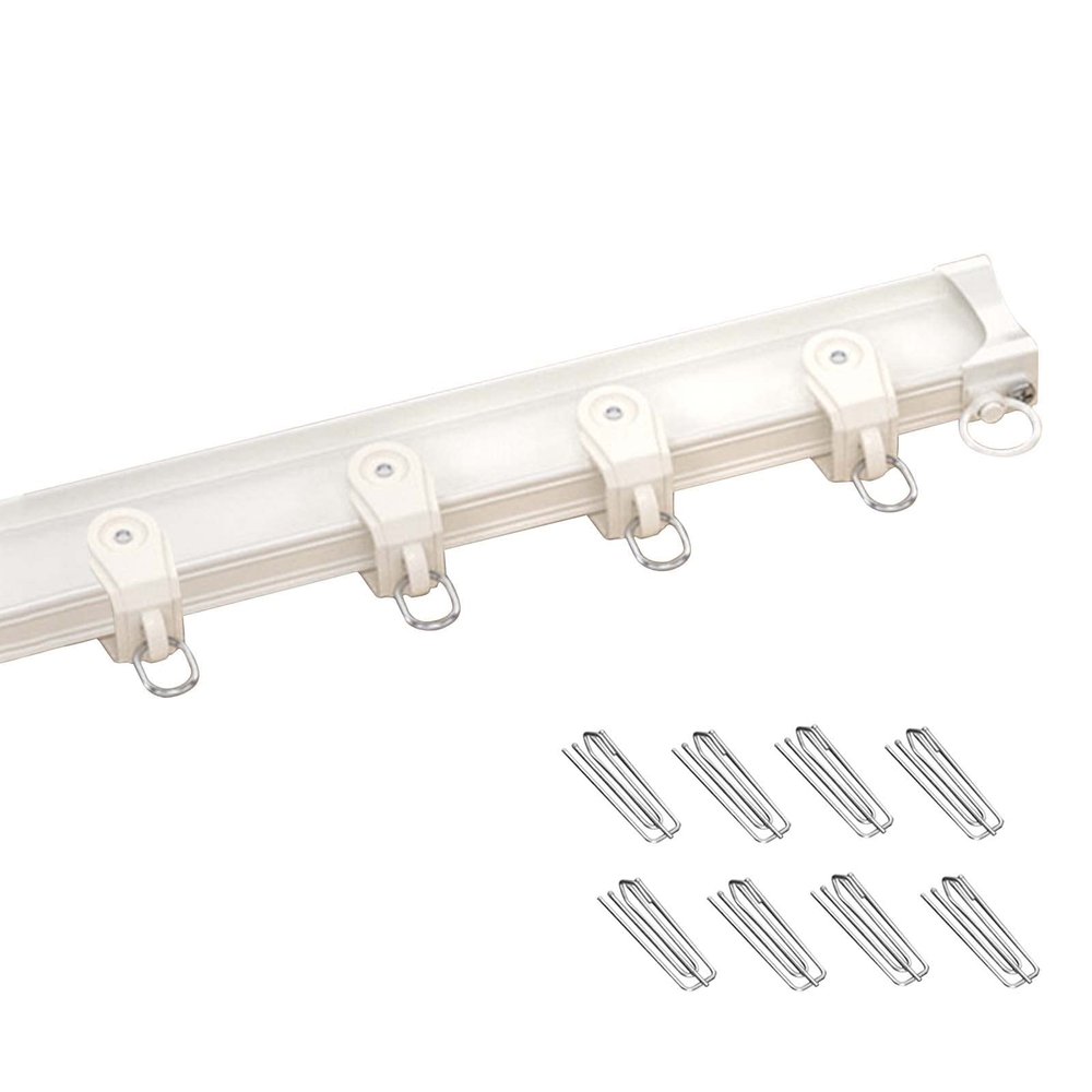 Hospital Curtain Track System RV Curtain Curtain Rail Ceiling Mount/Wall Mounted, Metal Curtain Track System, 100 to 800 cm Long Curtain Rod Set - Including Hooks, Home/Office Use ( Color : Wall Mount
