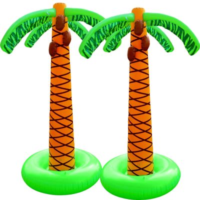 Cagemoga 2 Pack 59 Inch Giant Inflatable Palm Trees Jumbo Large Blow up Coconut Tree for Summer Beach Pool Hawaiian Luau Party Decorations and Photo Booth Prop