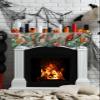 Fireplace Mantel Scarf Top Runner Summer Tropical Palm Tree with Parrot Khaki Texture Mantel Cover Runner Table Runner for Kitchen Window Holiday Home Living Room Decorations 60x17in view 3