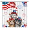 ZWSMZW 4th of July Shower Curtain USA Flag Cute Cat Patriotic Independence Day American Farmhouse Fireworks Blue Red Star Funny Bathroom Decor Fabric Curtains with Hooks view 1