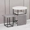 5 in 1 Combination Dining Table with 4 Stool, Space Saving Nesting End Table, Stackable Ottoman Stool Footrest Home Creative Cube Sofa Chair & Table (Color : Light Gray, Size : White Desktop) view 1