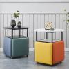 5 in 1 Combination Dining Table with 4 Stool, Space Saving Nesting End Table, Stackable Ottoman Stool Footrest Home Creative Cube Sofa Chair & Table (Color : Light Gray, Size : White Desktop) view 3