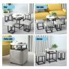 5 in 1 Combination Dining Table with 4 Stool, Space Saving Nesting End Table, Stackable Ottoman Stool Footrest Home Creative Cube Sofa Chair & Table (Color : Light Gray, Size : White Desktop) view 4