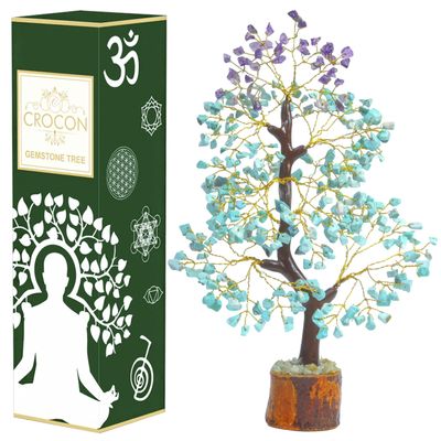 Amethyst & Amazonite Tree of Life for Positive Energy - feng Shui Tree, Fake Bonsai Tree, Crystals and Healing Stones, Money Tree, Room dcor Stone Tree, Healing Crystals, Spiritual Gifts