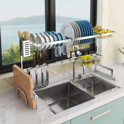iumLeap Dish Rack Stainless Steel,Dish Drying Rack Over The Sink,Drainer Shelf,Strong Load Bearing,Dish Drainer Rack Set,Robust Design,Large Dish Drainer Silver(Length 85cm-Type B)