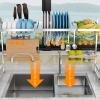 iumLeap Dish Rack Stainless Steel,Dish Drying Rack Over The Sink,Drainer Shelf,Strong Load Bearing,Dish Drainer Rack Set,Robust Design,Large Dish Drainer Silver(Length 85cm-Type B) view 2