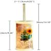 NOLLAM Bathroom Sunflower Toilet Brush and Holder Ceramics Toilet Brush Set Bathroom Wc Toilet Cleaning Brushes w/Stainless Steel Long Handle Toilet Bowl Scrubber view 2
