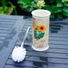 NOLLAM Bathroom Sunflower Toilet Brush and Holder Ceramics Toilet Brush Set Bathroom Wc Toilet Cleaning Brushes w/Stainless Steel Long Handle Toilet Bowl Scrubber view 3