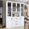 MOUMON Kitchen Hutch Storage Cabinet with Glass Doors, Kitchen Pantry Cabinet with Shelves & 3 Drawers, White (63W x 15.7D x 78.7H), Large view 4