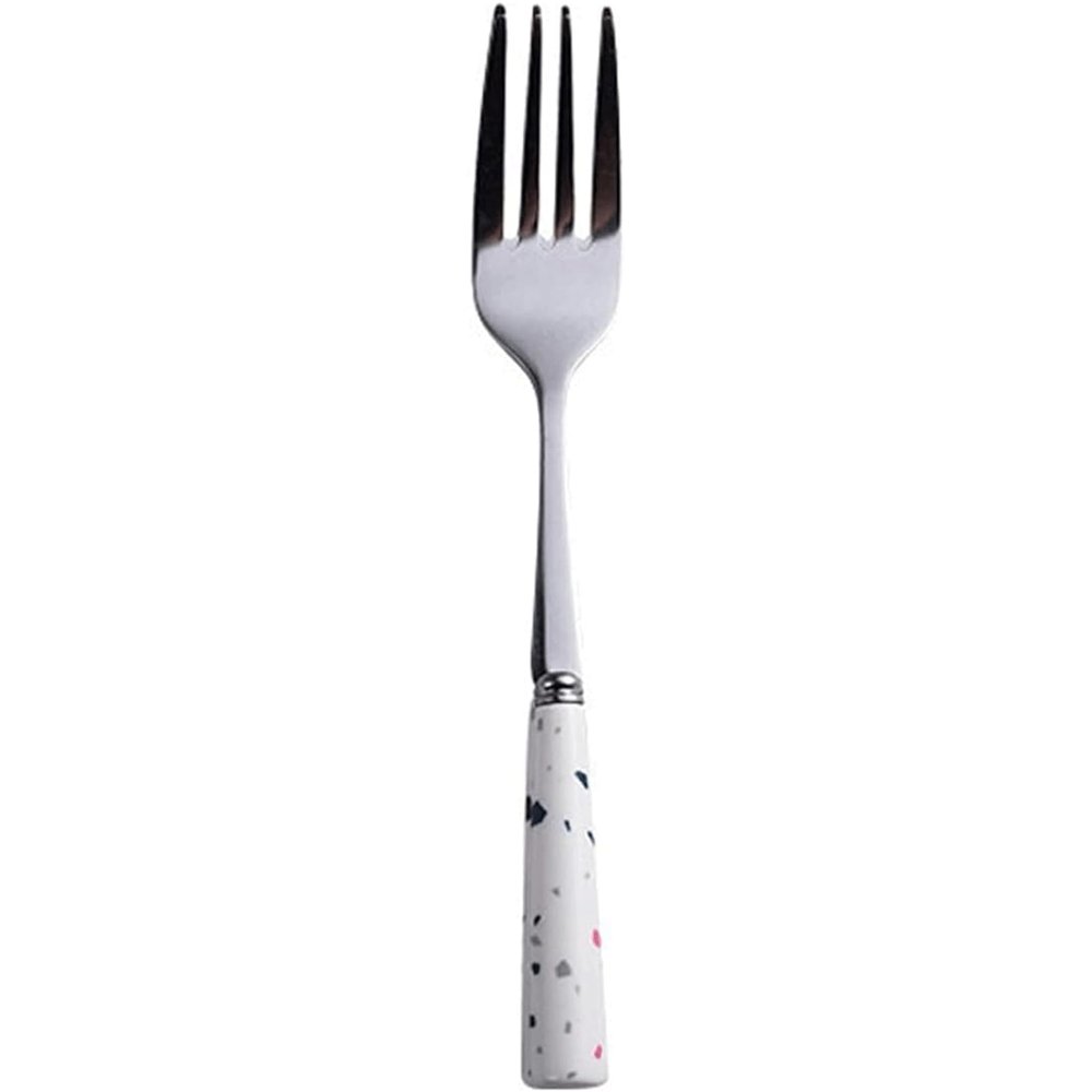 AQIANGJY Dinner Forks Stainless Steel Steak Fork Durable Ceramic Handle Simple Premium Portable Creative Salad Forks Flatware Table Forks Dessert Forks