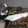 ZOE GARDEN Gold Black Duvet Cover Set Twin Size, Microfiber Soft Comforter Quilt Duvet, Patterned Bed Duvet+Cover with Flat Sheet, Pillowcases, Zipper Closure Bedding, Happy Birthday Boho Dots view 4