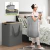 170L Laundry Hamper with Lid 3 Section, Extra Large Laundry Basket with 3 Removable Bags, Laundry Basket Organizer for Bedroom, Laundry Room, Dorm, Clothes Hamper, Grey view 4