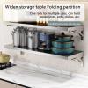 304 stainless steel folding table, wall-mounted folding table, kitchen storage shelf, made of food-grade stainless steel material, suitable for living room, balcony, bathroom, or laundry room.(40*30cm view 3