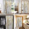 Abstract Forest Blackout Door Curtain Panels for Doorway,Bedroom Thermal Insulated Drapes Kitchen Window Sliding Door Curtains Room Divider Cover 80 Inch Length,Modern Landscape Painting Grey Gold view 4