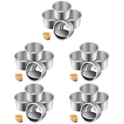 Cabilock 20pcs Removable Bottom Cake Tins Nonstick Aluminum Alloy Baking Molds for Cheesecakes Mousse Chiffon Cakes for Parties and Picnics