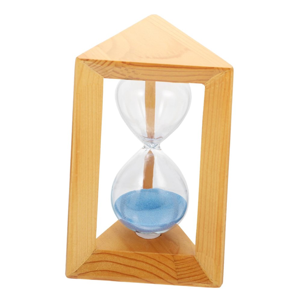 Zerodeko 1pc Wooden Glass Hourglass Retro Sand Timer for Home Decor Decorative Timer for Desktop Elegant Countdown Clock Blue Sand Unique Idea