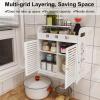 Talent Star Bathroom Wall Cabinet,Self-Adhesive Cabinet, Hollow Flower Pattern Vent Doors Multi-Grid Tiers Self-Adhesive Mounted Cabinet Medicine for Kitchen Dining Bathroom Living Room White view 2