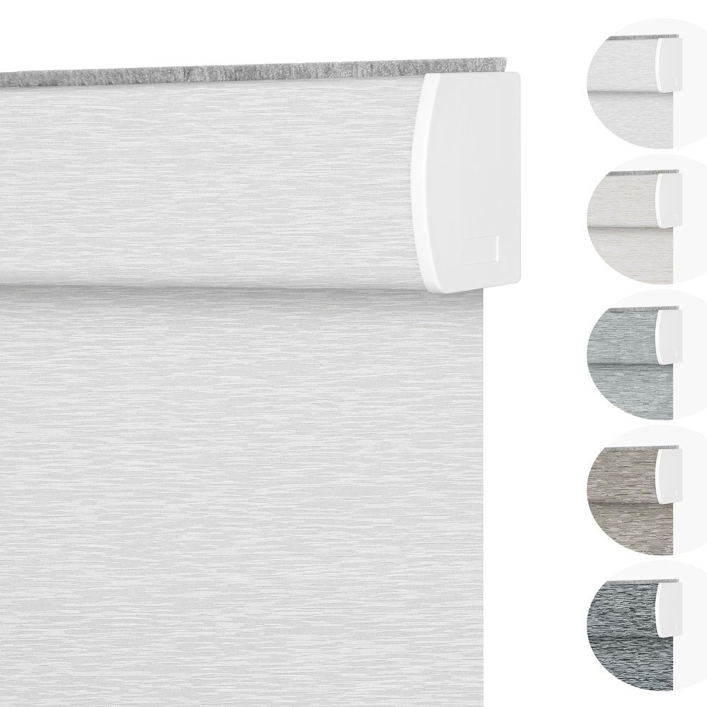 Light Filtering Roller Shades,Jacquard Fabric,Cordless,(White,34.5" Wx64 H)