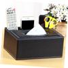 Ciieeo Multifunctional Tissue Box and Remote Organizer Pu Leather Desktop Pencil and Scissor Holder for Home Office and Car Black Design view 2