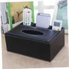 Ciieeo Multifunctional Tissue Box and Remote Organizer Pu Leather Desktop Pencil and Scissor Holder for Home Office and Car Black Design view 4