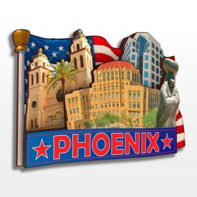 Phoenix Arizona USA America Fridge Magnet 3D Wooden City Travel Souvenirs Handmade Crafts Refrigerator Magnets Stickers Home Decor Collection Gift