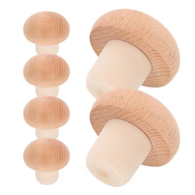 Alipis 6pcs Wine Bottle Corks Mushroom Shaped Stoppers for Wine Bottles Wooden