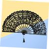 Cabilock Black Lace Cotton Folding Fan, 27cm Frame for Women view 2