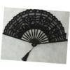 Cabilock Black Lace Cotton Folding Fan, 27cm Frame for Women view 3