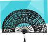Cabilock Black Lace Cotton Folding Fan, 27cm Frame for Women view 4
