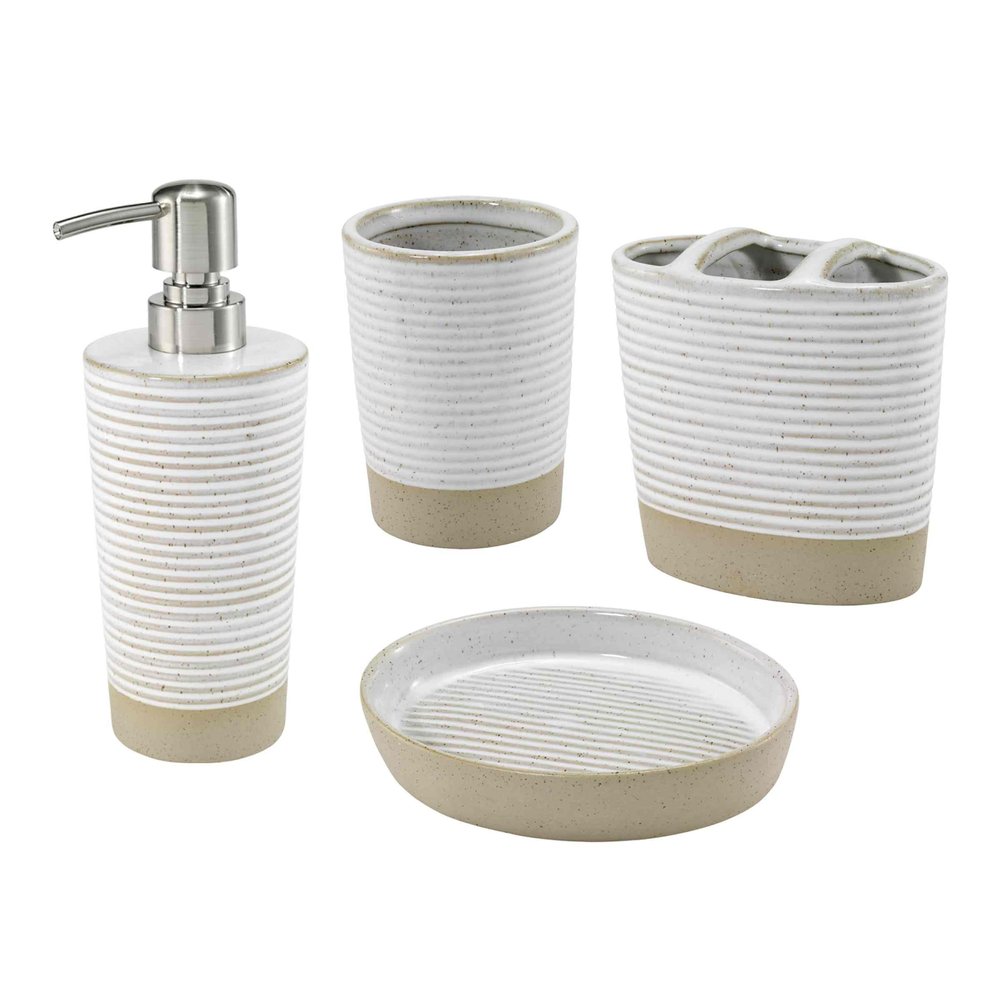 Avanti Linens - Accessory Set, Resin Tumbler, Toothbrush Holder, Soap Dish & Lotion Pump, Durable Bath Decor (Drift Collection)