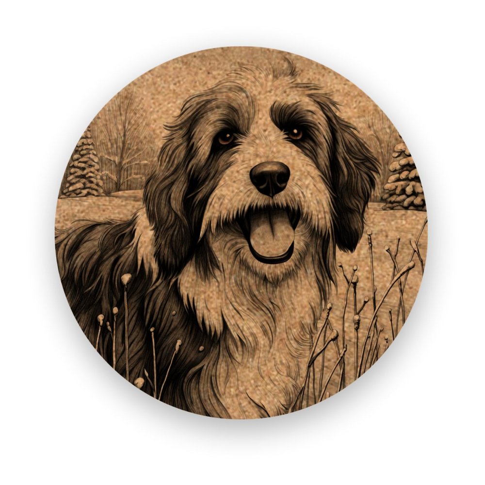 Bearded Collie, Coasters Gift, Set of 6, Cork Coasters with Holder, Absorbent Coasters for Dog Lovers, Personalized Drink Coasters - CA069
