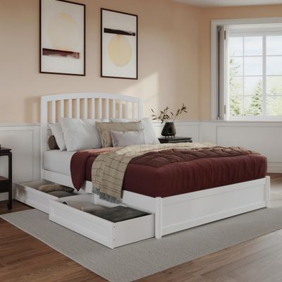 AFI, Lucia Queen Platform Bed with Panel Footboard & Storage Drawers, White