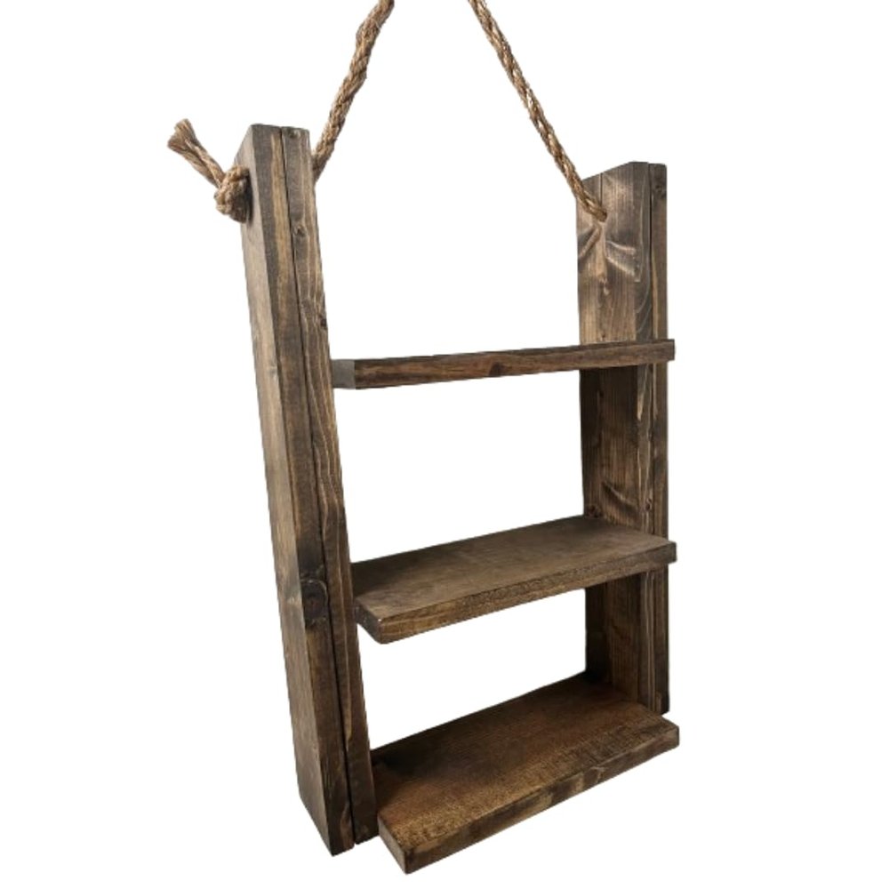 Rustic 3 tiered hanging shelf (Dark Walnut)