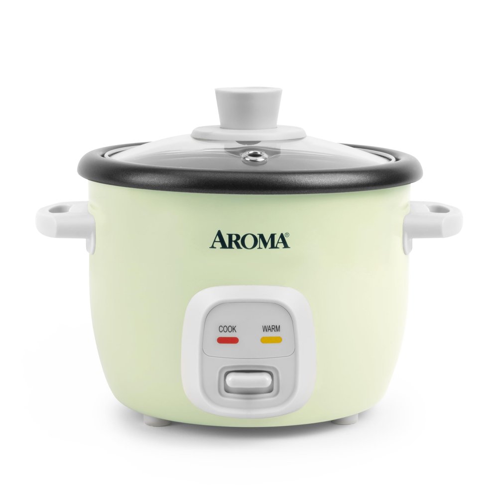 AROMA Mini Rice Cooker, 2-Cup (Uncooked) / 4-Cup (Cooked), Grain Cooker, Soup Maker, Oatmeal Cooker, Auto Keep Warm, 1 Qt, Light Green