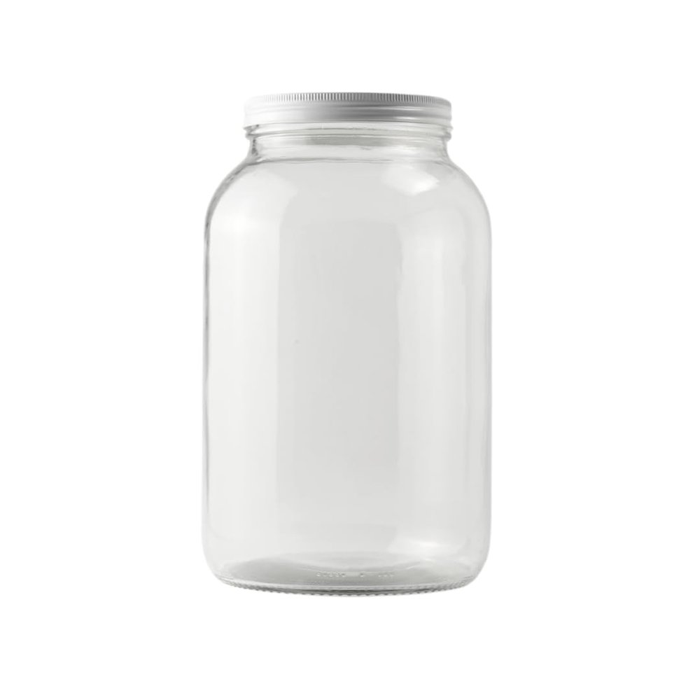 FastRack - 1 Gallon Jar with White METAL Airtight Lid | Glass Canisters with Airtight Lids | Large Glass Jar with Fermentation Lid for brewing, fermentation and pickling