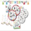 Creative Converting Party Animals Safari Birthday Supplies, Paper Plates and Napkins, Get Wild Banner, Hanging Decorations, Wild One Theme, 16 Guests, Large, Red, SP-CC7PS-PARTYANIMALS view 1