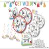 Creative Converting Party Animals Safari Birthday Supplies, Paper Plates and Napkins, Get Wild Banner, Hanging Decorations, Wild One Theme, 16 Guests, Large, Red, SP-CC7PS-PARTYANIMALS view 2