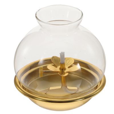 Cabilock Oil Lamps Vintage Kerosene Lamp Rustic Oil Lantern Altar Supply Vintage Hurricane Lamp for Indoor Use, Decorative Table Centerpiece for Buddhism Worship and Home Lighting